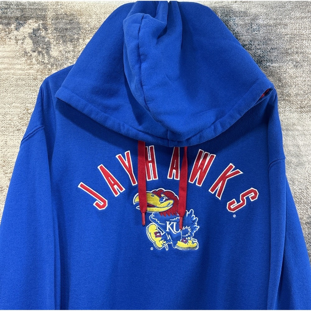 Kansas Jayhawks J America Men's XXL Blue Pullover Hoodie KU Logo